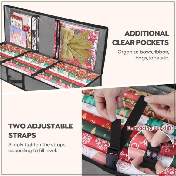 Christmas Wrapping Paper Storage Bag, 40" Durable PE Gift Wrap Wrap Storage Bag - Picture 2 of 7